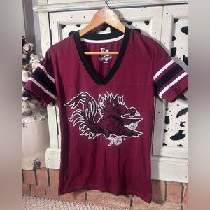 Collegiate V-Neck Short Sleeve Tee in Maroon USC